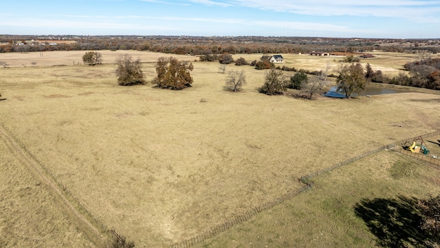 birds eye view of property featuring a rural view