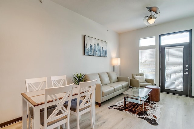 living room with light wood-type flooring