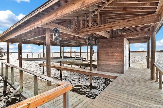 view of dock featuring a water view