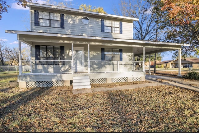 country-style home featuring covered porch