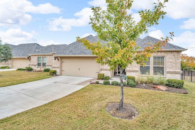 view of front of house featuring a garage and a front yard