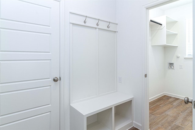 mudroom featuring light wood-type flooring