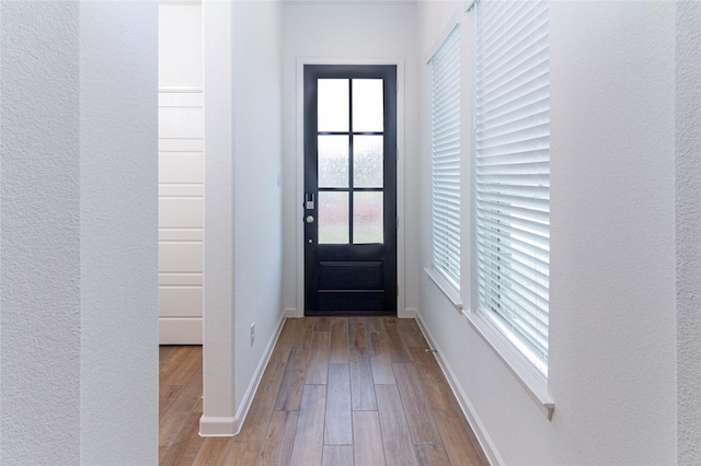 doorway to outside featuring light hardwood / wood-style floors