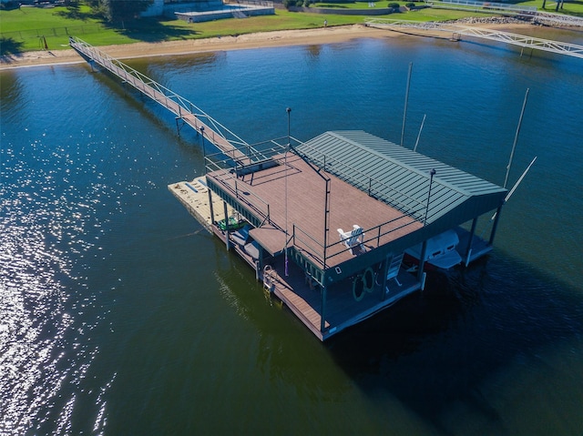 dock area with a water view