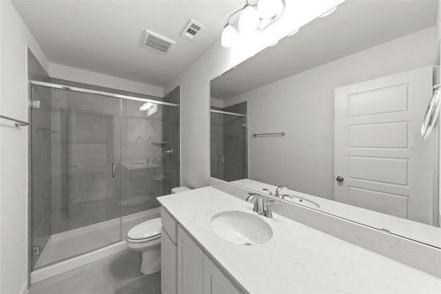 225 Griffith Dr, Princeton, TX 75407 - bathroom featuring toilet, vanity, a stall shower, and tile patterned flooring