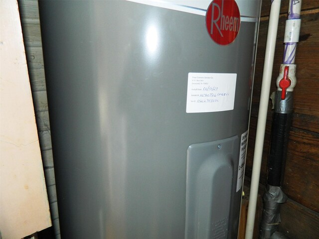 utility room featuring water heater