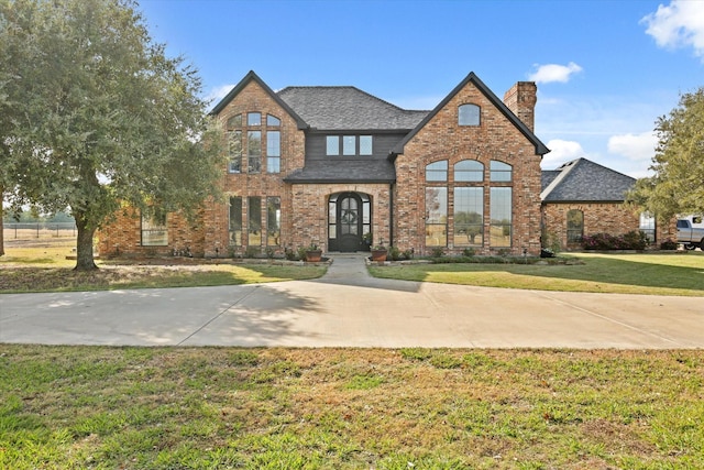 view of front of home with a front yard