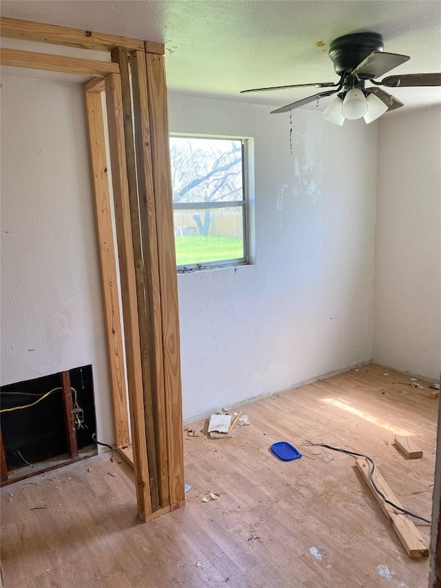 unfurnished room featuring light hardwood / wood-style flooring and ceiling fan