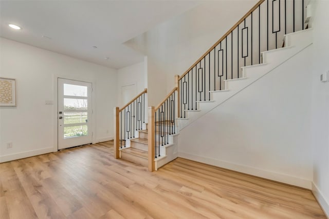 entryway with light wood-type flooring