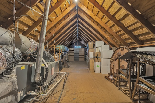 view of unfinished attic