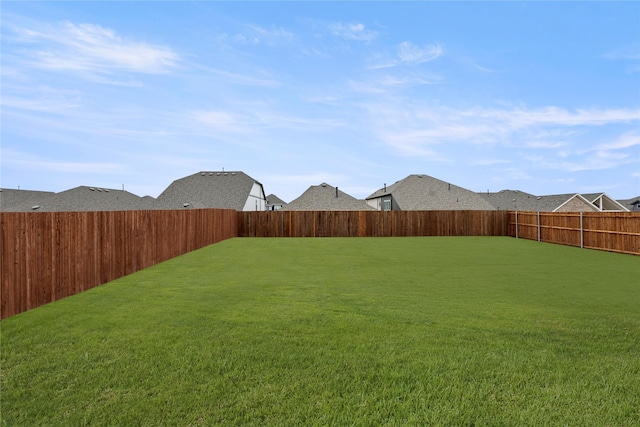 view of yard featuring a fenced backyard