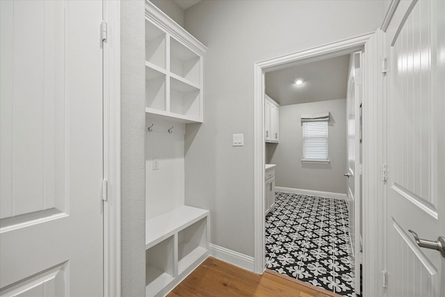 mudroom featuring hardwood / wood-style flooring