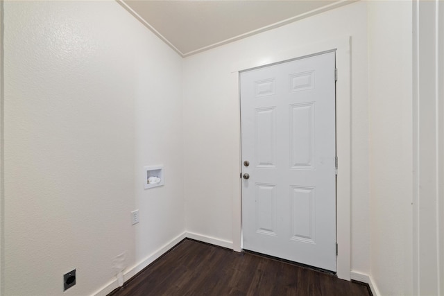 doorway featuring dark hardwood / wood-style floors