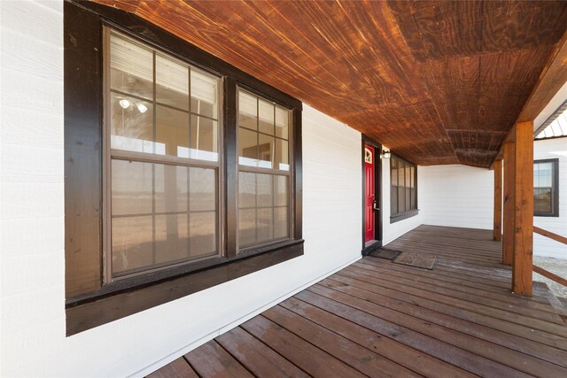 wooden terrace with covered porch