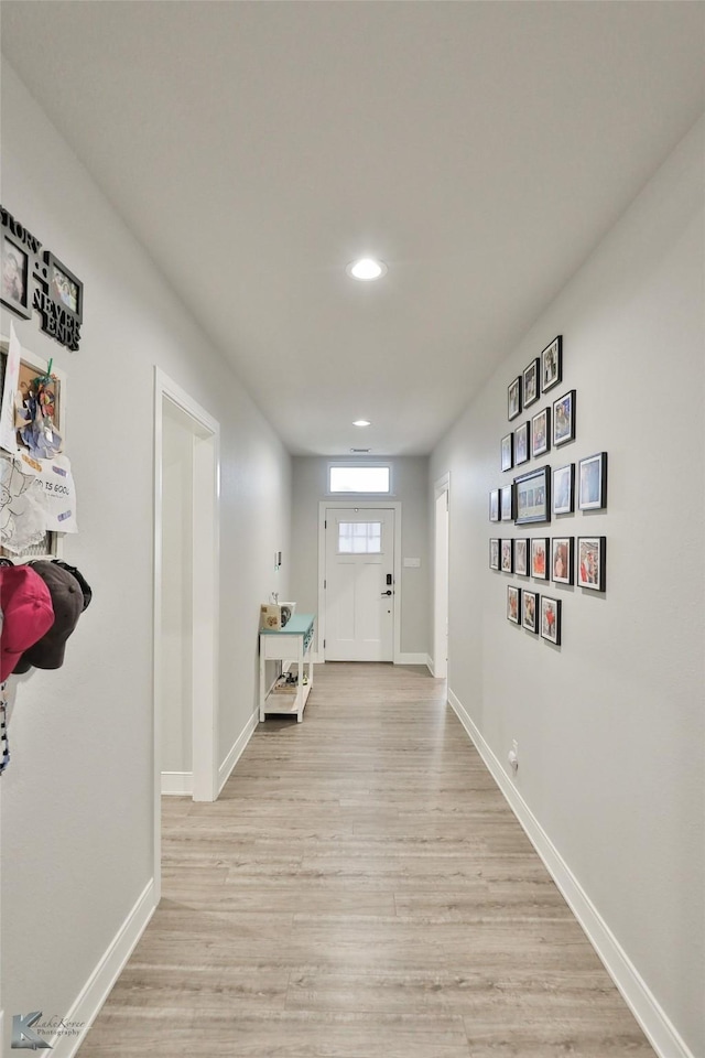 hall featuring light wood-type flooring