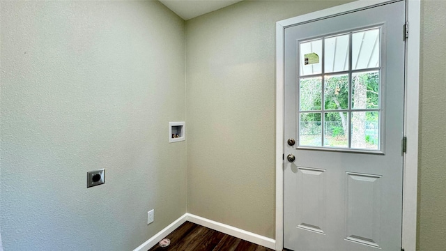 laundry area featuring washer hookup, dark hardwood / wood-style floors, and electric dryer hookup