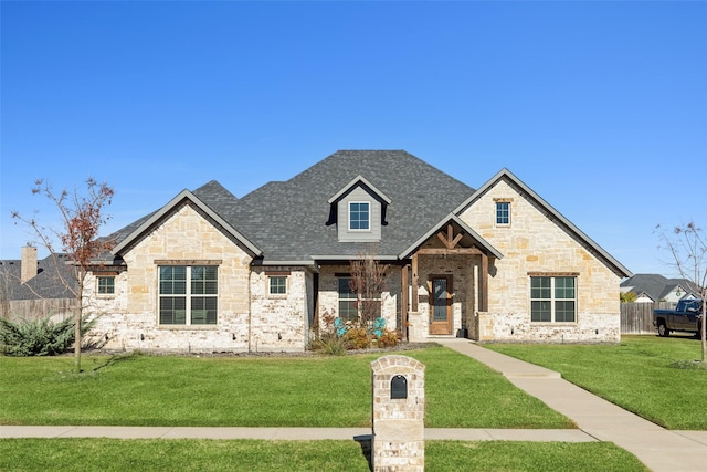 view of front of property with a front lawn