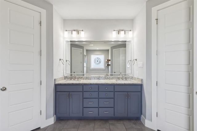 bathroom with tile patterned floors and vanity