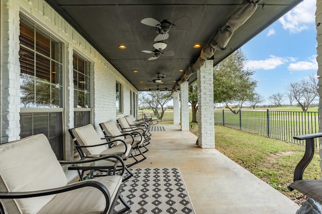 view of patio with ceiling fan