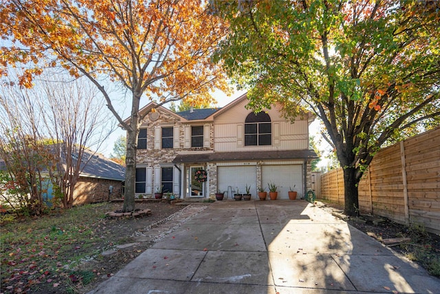 view of front of house with a garage