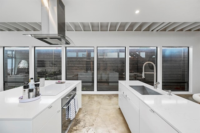 bathroom with sink and concrete floors