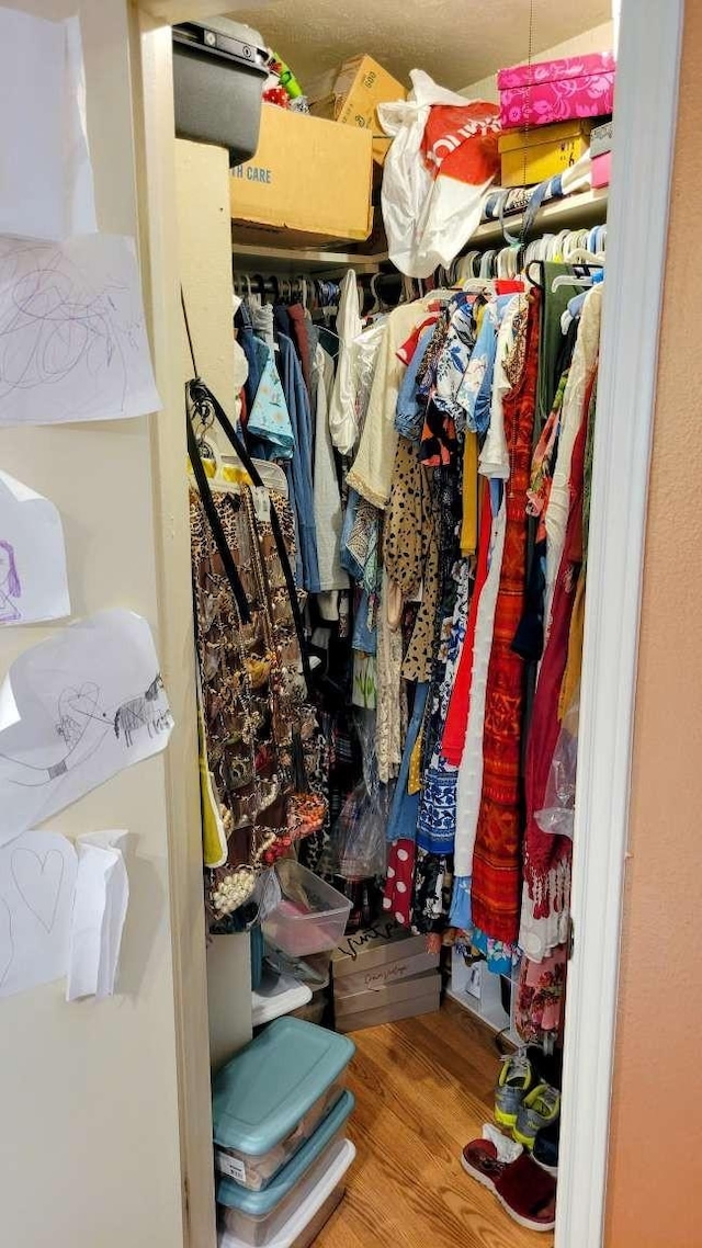 spacious closet featuring hardwood / wood-style flooring