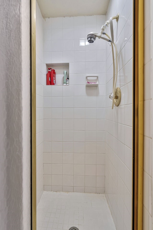 bathroom featuring a tile shower