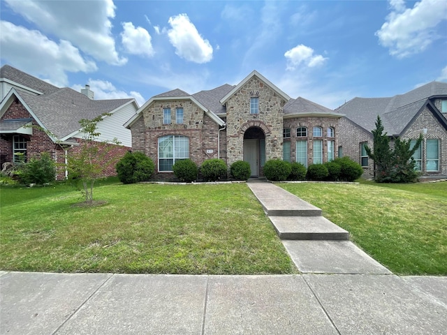 view of front of home with a front lawn