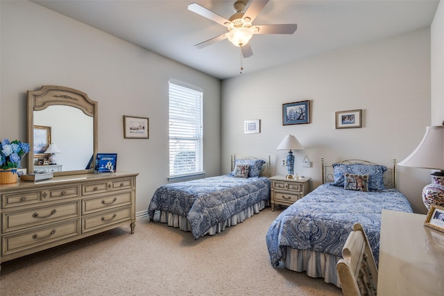 bedroom featuring carpet floors and ceiling fan