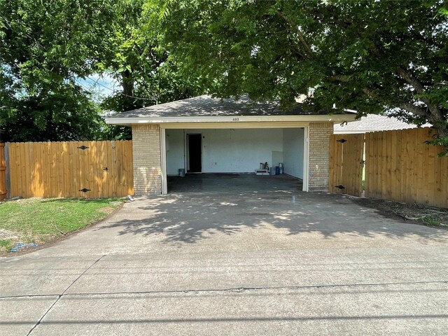 view of garage