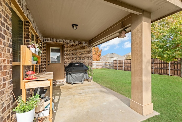 view of patio with area for grilling