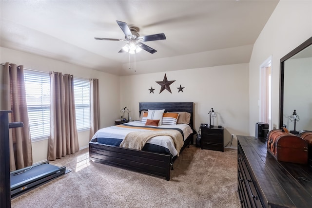 bedroom featuring carpet and ceiling fan