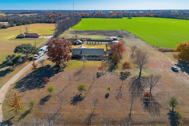 aerial view featuring a rural view