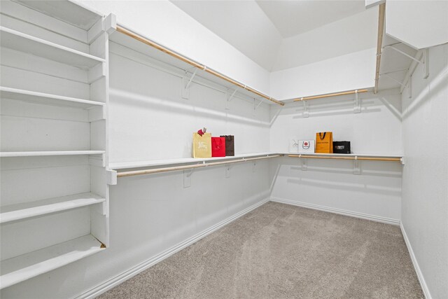 spacious closet with light colored carpet