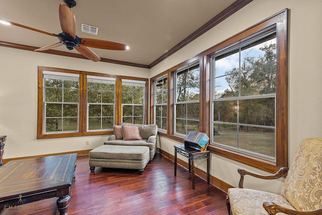 436 Goldsberry Cir, Shreveport, LA 71106 - sunroom / solarium with crown molding, baseboards, visible vents, and plenty of natural light