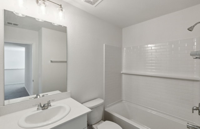 full bathroom featuring vanity, toilet, and shower / bathtub combination