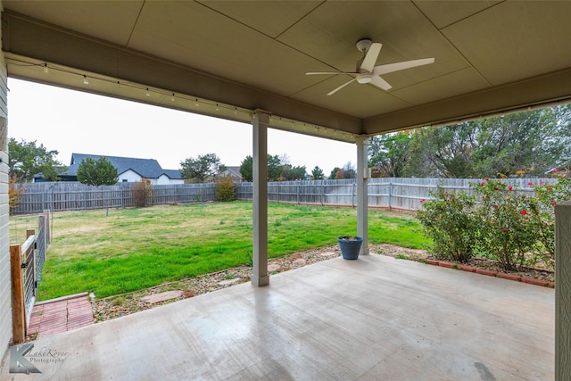 view of patio with ceiling fan