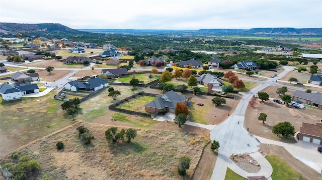 drone / aerial view featuring a mountain view