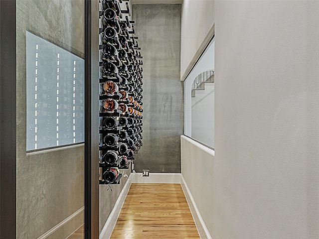 wine area with wood-type flooring