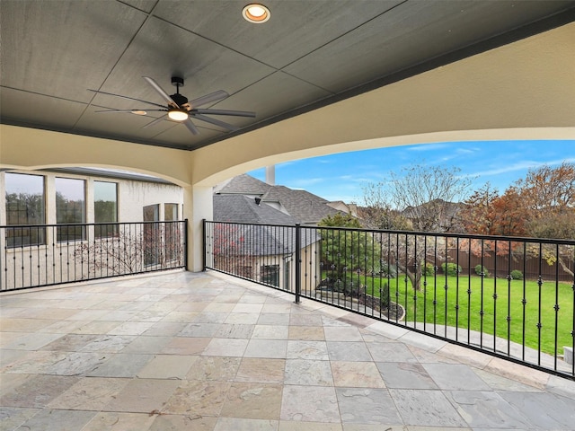 view of patio with ceiling fan