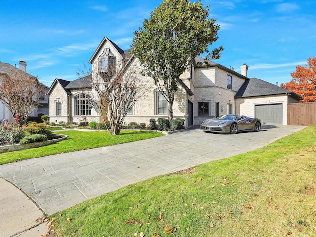 view of front of property featuring a front lawn