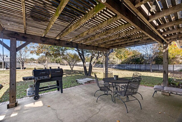 view of patio with a pergola and grilling area