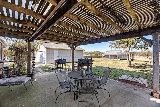 view of patio / terrace featuring a pergola and grilling area