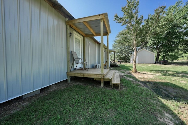 view of yard featuring a wooden deck