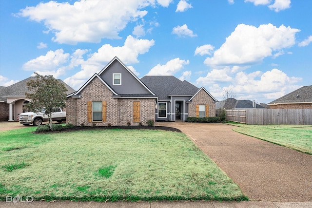 view of front of home featuring a front lawn