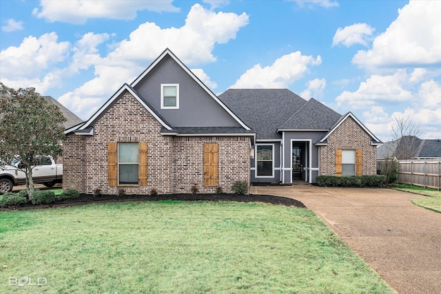 view of property featuring a front lawn