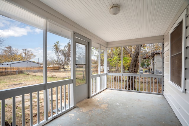 view of unfurnished sunroom