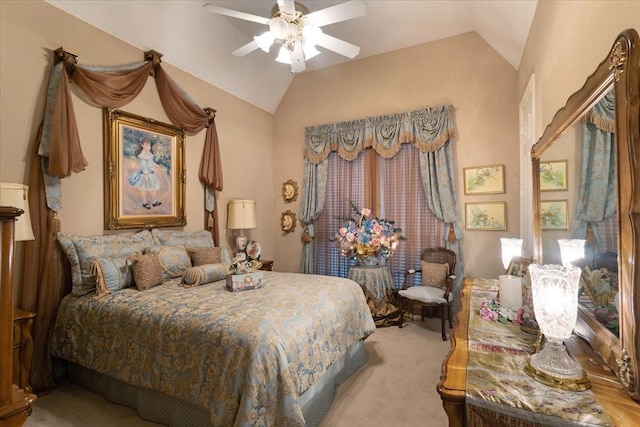 1305 Bentbrook Ln, Sherman, TX 75092 - bedroom with lofted ceiling, carpet floors, and ceiling fan