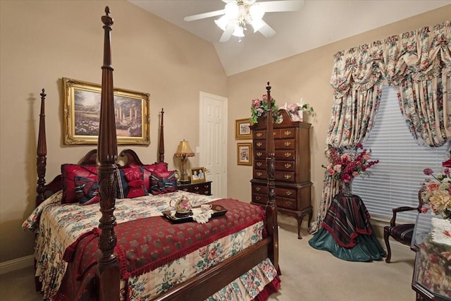 1305 Bentbrook Ln, Sherman, TX 75092 - carpeted bedroom featuring vaulted ceiling and ceiling fan