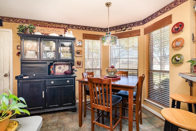 dining area with a chandelier